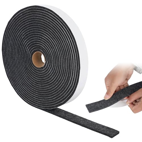 33 Ft Gray Weather Stripping Door Seal 1-1/4inch Wide 3/16inch Thick Adhesive Felt Tape for Doors and Windows Reusable Soundproof Felt Strip for Absorbing Water Condensation Moisture