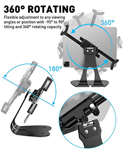 AboveTEK Universal Tablet Holder, Steel and Aluminum, Adjustable, Anti-Theft, 70.9 Inch Cable, Fits 7-13 Inch Tablets, Retail Security