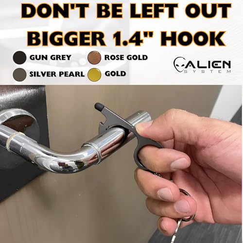 No Touch Door Opener Tool 4 Pack - Larger Hook, Stylus & Bottle Opener - color: Silver Pearl + Gun Grey + Gold + Rose Gold