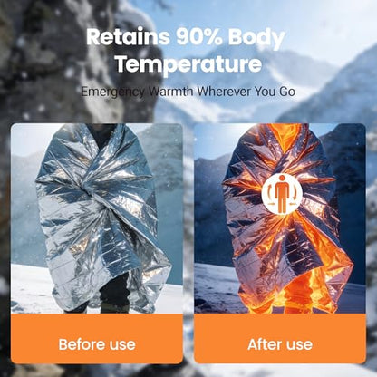 Emergency Thermal Blankets 4 Pack 82"52", Silver, Mylar Space Blanket