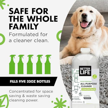 Better Life All Purpose Cleaner Concentrate- Multipurpose Home and Kitchen Cleaner for Glass, Countertops, Appliances, Upholstery & More - 32oz Unscented Concentrate - size: 32 Fl Oz (Pack of 1)