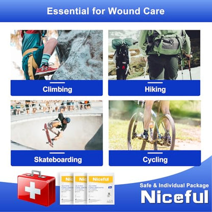 Niceful Silicone Foam Dressing 4"x4", Waterproof Silicone Bandages with Border Adhesive, High Absorbency Bed Sore Bandages Wound Care Dressing (2.5"X2.5" Pad), 5 Packs, FSA HSA Eligible - size: 4x4 Inch (5 Pcs)