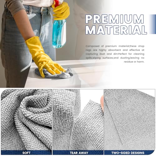 75 Pack Microfiber Cleaning Cloth Roll,Reusable Washable Ultra Tear Away Microfiber Towels,Absorbent Rags Drying Dishcloths for Car,Home,Garage or Shop Kitchen(Grey)