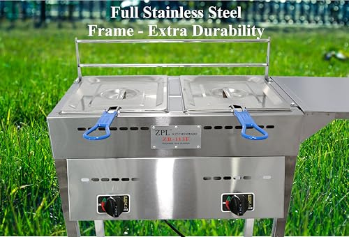 Deep Fryer – Propane Deep Fryer for Outdoor- 18 Qt Stainless Steel Commercial Quality Double Fryer with Baskets, Lids & Hose - Ideal for Frying Fish, Wings, and More
