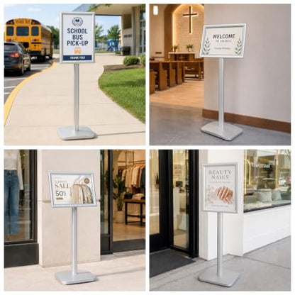 Pedestal Sign Holder Stand 8.5"x11", Heavy Duty Standing Sign Holder - color: Sliver, size: 8.5x11 in