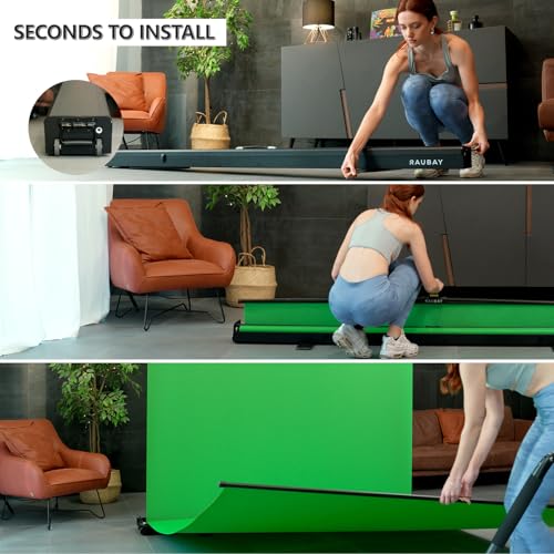 RAUBAY 7x7x7 ft Collapsible Green Screen - FloorFlex Chroma Key Background - color: green
