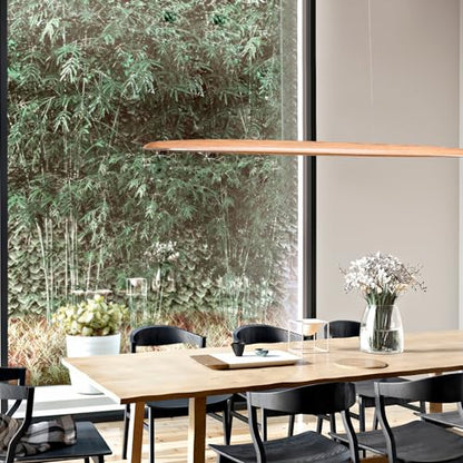 YISDESIGN 59" 40W Wood LED Linear Pendant Light Fixture Led Dining Room Light Dimmable Hanging Light Fixture for Dining Room Kitchen Island Pool Table Lights Natural Ash - color: Natural Ash, size: 59in