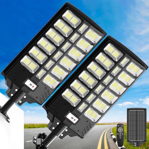 10000W Solar Street Lights Outdoor, Large Commercial Parking Lot Light 2 PK - size: 10000W Large 2 Pack