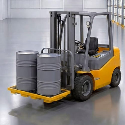 VEVOR Spill Containment Pallet, 2 Drum Low Profile Spill Containment Modular Platform, 21 Gallon Sump, 4409 lbs Load Capacity, Heavy-Duty Polyethylene Tray with Drain, 51.8" x 26.8" x 5.9", Yellow