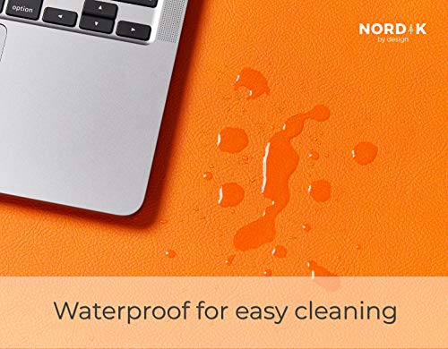 Nordik Leather Desk Mat -Tangerine Orange- Large Leather Desk Pad 35x17in - color: Tangerine Orange