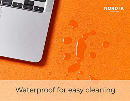 Nordik Leather Desk Mat -Tangerine Orange- Large Leather Desk Pad 35x17in - color: Tangerine Orange