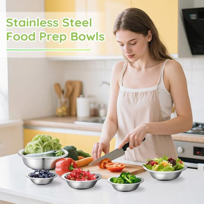 304(18/8) Stainless Steel Mixing Bowls for Kitchen, 4 Pack 7" 21.22 fl.oz Metal Mixing Bowls Set Stackable for Baking Serving Cooking Food Prep Storage Dishwasher Safe Lightweight - size: 7"