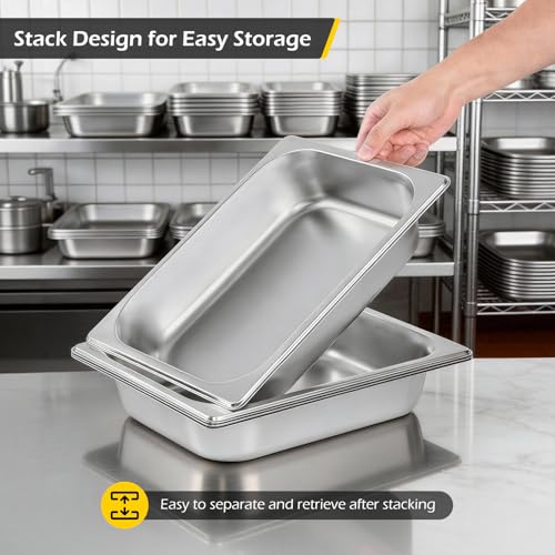 Dyna-Living Hotel Pans 1/2 Half Size Pans 4 Pack Steam Table Pans - color: Without Lids, size: 2.5 Inch Deep