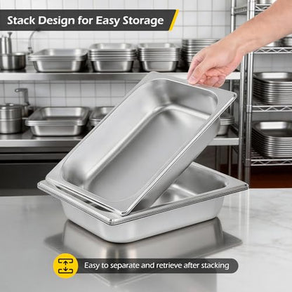 Dyna-Living Hotel Pans 1/2 Half Size Pans 4 Pack Steam Table Pans - color: Without Lids, size: 2.5 Inch Deep