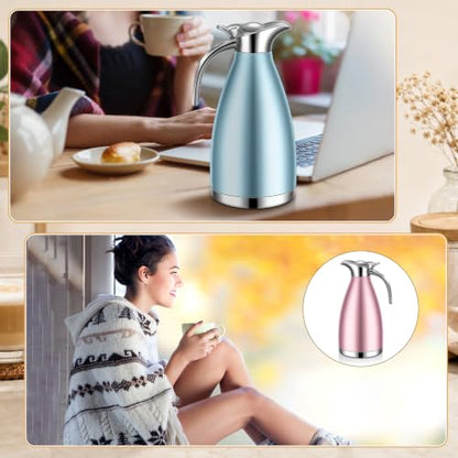 Uiifan 2 Pcs 68oz Thermal Coffee Carafe,Khaki Blue, Pink - color: Khaki Blue, Pink