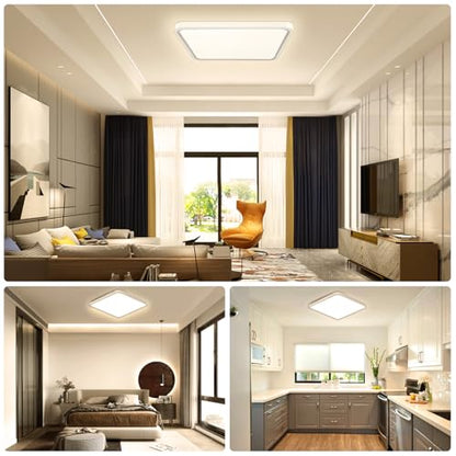 15.7Inch 32W Square LED Ceiling Light Fixtures Flush Mount, 2800K Warm White LED Ceiling Lamp, Surface Mount Modern Ceiling Lights, White Slim Flat Panel Lighting for Bedroom, Kitchen, Bathroom - color: Warm White, size: 15.7 inch White