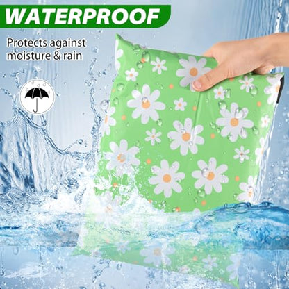 Oududianzi Poly Mailers 10x13, 100PCS Waterproof Shipping Bags, Self-Sealing Mailers Poly Bags, Mailing Envelopes Bulk, Packaging Bags for Online and offline Small Bussiness - color: Big Daisy, size: 10x13 - 100Pack