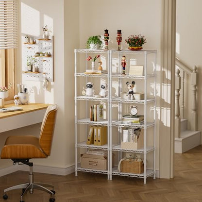 Golpart 6Tier Adjustable Storage Shelves Metal Wire Shelving Standing Shelf - color: White, size: 6-tier-10"Dx16"Wx63"H