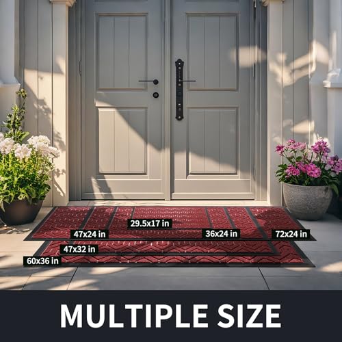 Yimobra Large Indoor Outdoor Mats for Front Door, Black Red, 47x32 - color: Black Red, size: 47x32 Inch