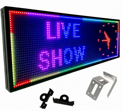 P10 Programmable Scrolling LED SIGN 40"×14" LED Display, 4000cd/m³ High Brightness led Display with WIFI+USB, Indoor Outdoor Digital Sign Screen, SMD Technology Open Sign for Advertising Advertising - size: P10 40*14 INCH