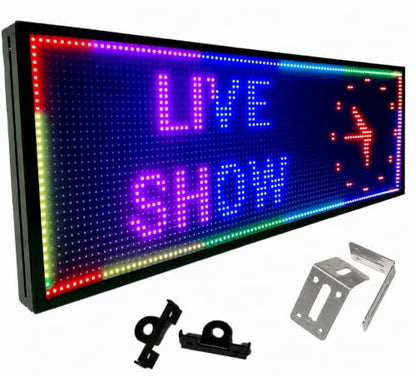 P10 Programmable Scrolling LED SIGN 40"×14" LED Display, 4000cd/m³ High Brightness led Display with WIFI+USB, Indoor Outdoor Digital Sign Screen, SMD Technology Open Sign for Advertising Advertising - size: P10 40*14 INCH