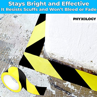Single Roll Ultra-Adhesive Black & Yellow Hazard Tape for Floor Marking, High Visibility Striped PVC Vinyl, Durable Anti Scuff & Heavy Duty, Ideal for Safety Zones, Watch Your Step Areas in Workplaces