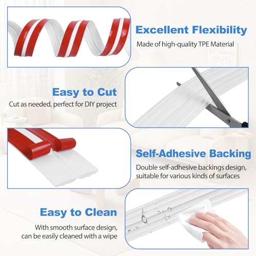 Corner Molding Trim Peel and Stick Wall Corner Protector - color: White, size: 0.8 In x 10 Ft