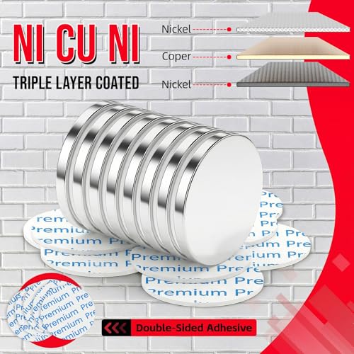 FINDMAG 4 Pcs Neodymium Disc Magnets, Adhesive Magnets, 1.18'' D x 1/8'' H - size: N30 Grade