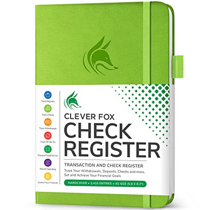 Clever Fox Check Register Book, Checkbook Ledger, 5.8x8.3 Green - color: Green, size: A5 (5.8'' x 8.3'')