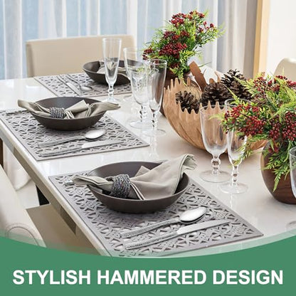 Hammered Silverware Set, 40-Piece Stainless Steel Wave Flatware Set for 8, Food-Grade Tableware Cutlery Set, Utensil Sets for Home Restaurant, Mirror Finish, Dishwasher Safe - style: Wave Hammered