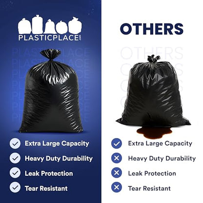 Plasticplace 95-96 Gallon Garbage Can Liners Heavy Duty 1.5 Mil Black Trash Bags Tear-Resistant Outdoor Garbage Bags for Rollaway Bins Large 61" x 68" Industrial-Strength Waste Bags (25 Count) - size: 1 Count (Pack of 25)