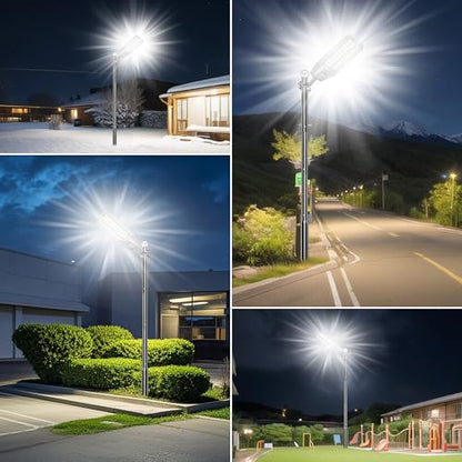 9500W Solar Street Light Outdoor Waterproof, 250000LM Large Commercial Light Solar Powered Dusk to Dawn LED Security Flood Lights with Remote/Motion Sensor, IP67 for Parking Lot/Garden/Yard - size: XXL--2Pack