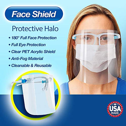 ArtToFrames Protective Face Shield 5 Pack, Eyelashes Design, Fully Transparent Face and Eye Protection from Droplets and Saliva with Reusable Glasses and Replaceable Shield PPE - color: Eyelashes, size: 5 Pack