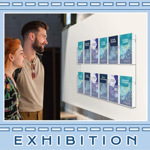 Sherr Acrylic Brochure Holder Wall Mount with Removable Dividers, Wide High Capacity Literature Display Stand for 4''x 9'', 8.5''x11'' Pamphlets, 26.7'' x 18'' for High-Traffic Lobbies Events - size: 26.7'' x 18''
