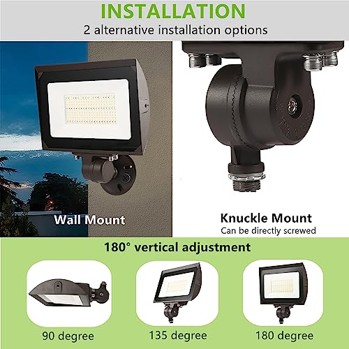 150W Outdoor LED Flood Light with Plate, 5000K Daylight 21000LM 100-277V, UL/DLC Waterproof LED Security Flood Lighting for Wall Wash/Sign/Flagpole/Tree/Yards/Advertising Boards