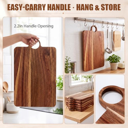 Roshtia 6 Pcs Wooden Cutting Boards 14x10'' Acacia Chopping Board, Vintage - style: Vintage