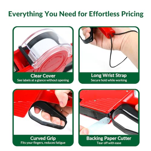 NATURALABEL 1-Line 8-Digit Price Gun Kit (Model NT5500, Red) - color: Red