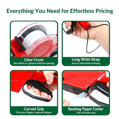 NATURALABEL 1-Line 8-Digit Price Gun Kit (Model NT5500, Red) - color: Red