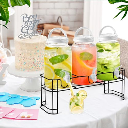 Tanlade 3 Pcs Drink Dispensers with Stand for Parties, 1 Gallon Set, White - color: as shown in the picture