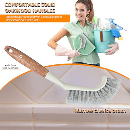 5-Pack Heavy Duty Scrub Brushes Set with Wooden Handles