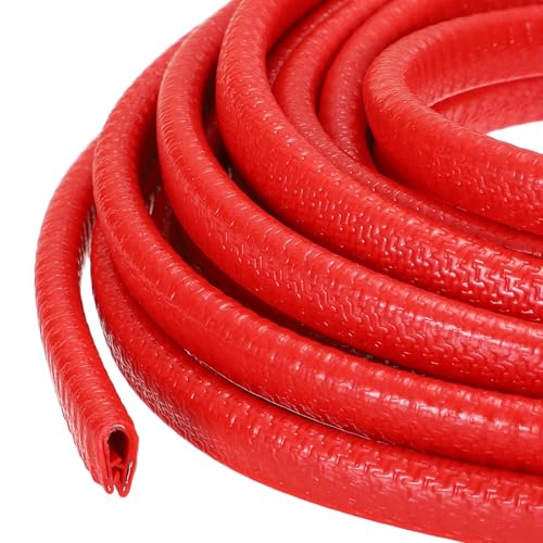 PATIKIL Rubber Edge Trim Guard, 32.8 ft x 25/64" x 9/32" U Channel Edge Protector Seal Strip with Metal Clips Fit for 1-3mm Edge for Car Door Sheet Metal Hatches Table Corners, Red - color: Red, size: 32.8 ft x 25/64 in x 9/32 in