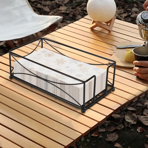 Livabber Guest Napkin Holder, Metal Bathroom Paper Hand Towel Storage Modern Napkin Tray Caddy for Countertop, Table Kitchen, Dinning Room (Black, Metal Base) - color: Black
