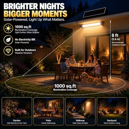 MMKT Solar Shop Shed Light, Warm White Adjustable Solar LED Shop Lights with Dusk to Dawn Motion Sensor,IP65 Waterproof Lighting for Garage Barn Patio Parking - size: 1FT