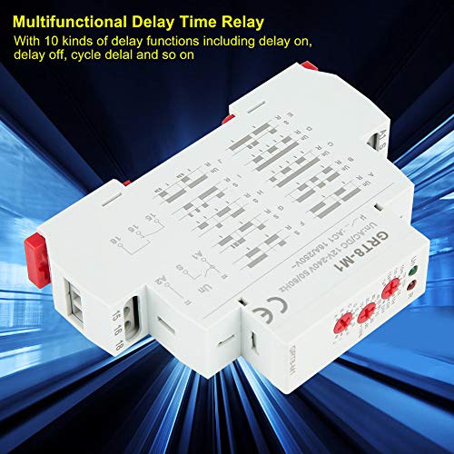 Multifunctional Time Delay Relay, 10 Functions DIN Rail Mount Contactor Isolator Voltage Multifunction On Off Digital Timing Input Output Control Relay GRT8 M1 AC DC 12V 240V