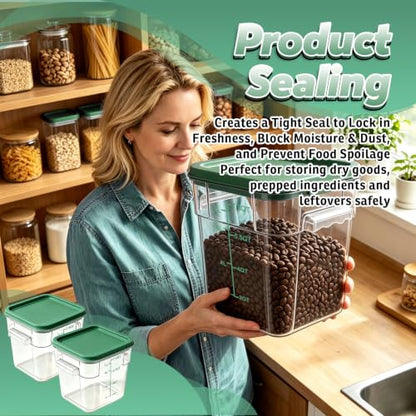 2 Pack 8QT Commercial Clear Food Storage Containers with Lid, NSF - color: Green, size: 8Qt-2 Pack