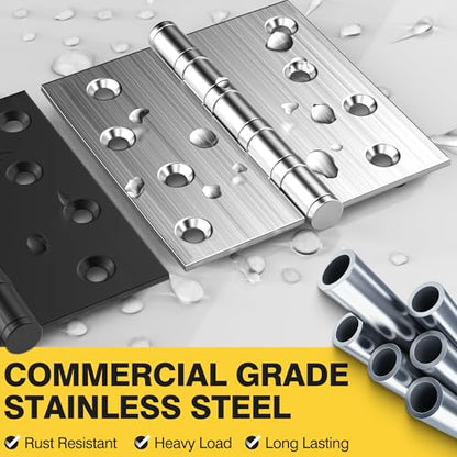 KOLET Ball Bearing Door Hinges, 4 x 4 Inches, Brushed Nickel, 6 Pack - color: Silver, size: 6 Pack