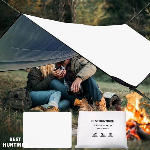 Heavy Duty Survival Blanket -Multifunctional Reflective Tarp Thermal Blanket - 60" x 83" Waterproof Sandproof for Camping Hiking Outdoors Multifunctional Emergency Blanket… - color: White