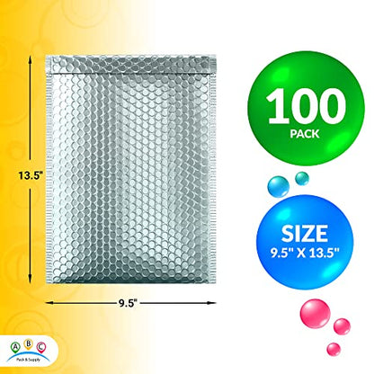 ABC PACK & SUPPLY Metallic Bubble Mailers, Ice Blue 9.5 x 13.5 Inch Self Seal Padded Envelopes, Pack of 100 Bubble Packaging Envelopes for Shipping and Mailing - color: Ice Blue, size: 9.5" x 13.5" / 100 Pack
