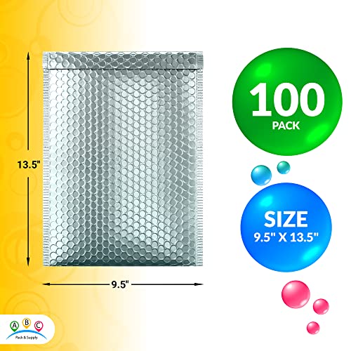 ABC PACK & SUPPLY Metallic Bubble Mailers, Ice Blue 9.5 x 13.5 Inch Self Seal Padded Envelopes, Pack of 100 Bubble Packaging Envelopes for Shipping and Mailing - color: Ice Blue, size: 9.5" x 13.5" / 100 Pack