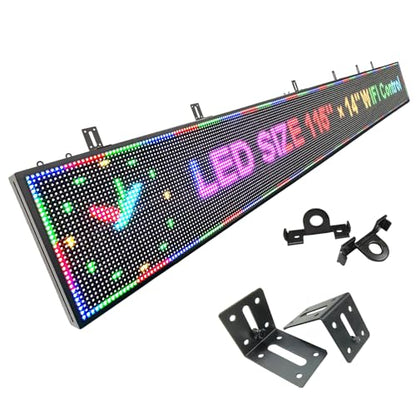 P10 Outdoor Programmable LED Sign 115"x14", WiFi+USB Control Scrolling LED Open Sign,High Brightness Waterproof Electronic Custom Text Message Board for Business Advertising Store Restaurants - size: P10 115''×14"×2'' Outdoor& Indoor